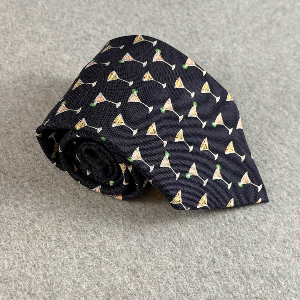 Vintage Tommy Bahama Off Island Silk Tie Martini Navy Cocktail Novelty 56x4 NWT